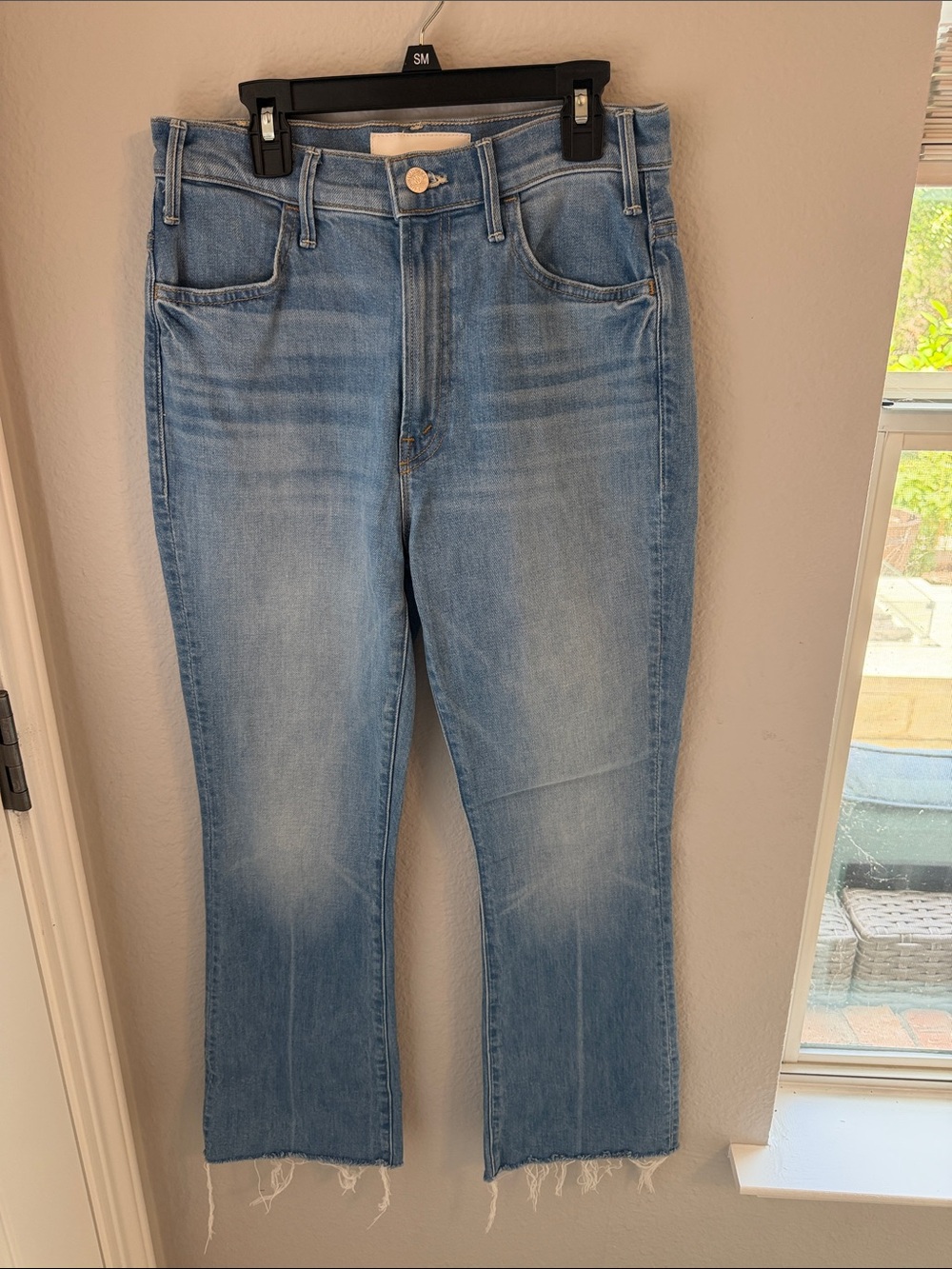 MOTHER Light Blue High-Rise Straight-Leg Jeans